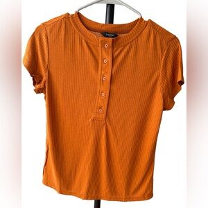 Banana Republic Women’s Ribbed Henley Top Opulent Orange
